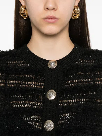 Balmain Knitwear Cardigan Tweed Texture In Black