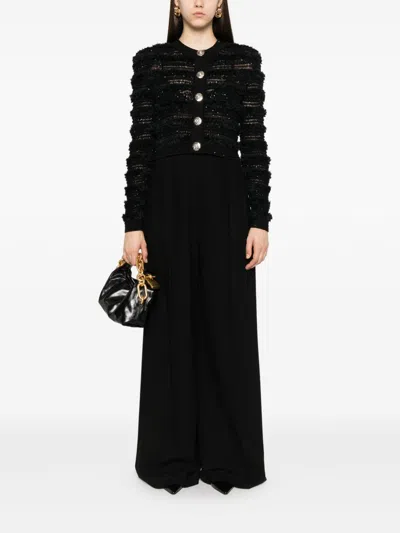 Balmain Knitwear Cardigan Tweed Texture In Black