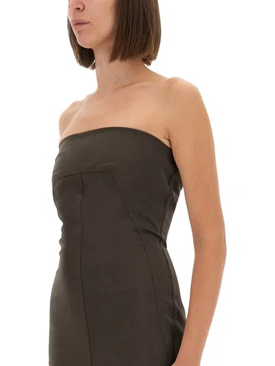 Rick Owens Strapless Floor-length Dress Side Slit In Black