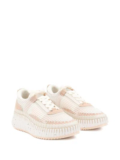 Chloé Nama Mesh Platform Sneakers In Sand