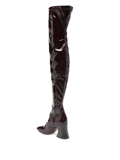 Chloé Chloe Janis Glossed-leather Over-the-knee Boots In Brown
