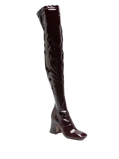 Chloé Chloe Janis Glossed-leather Over-the-knee Boots In Brown