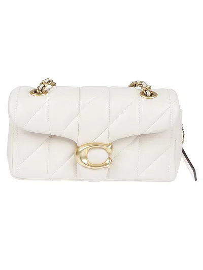 Coach Quilted Leather Shoulder Bag With Chain Strap In White