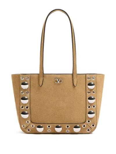Valentino Garavani Nellcote Mini Suede Leather Tote Bag In Nude
