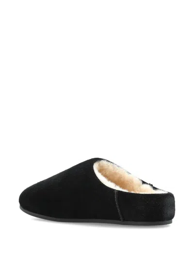 Ugg Slip On Suede Flat Sole Slippers In Black