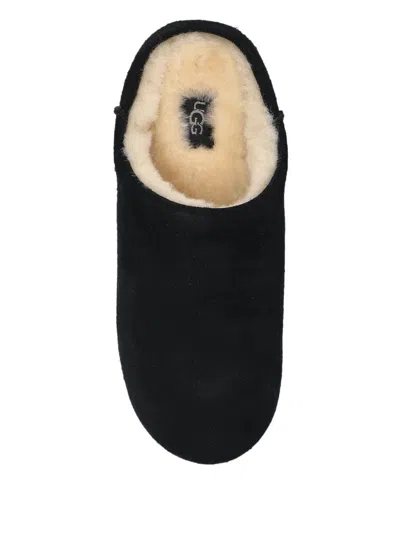Ugg Slip On Suede Flat Sole Slippers In Black