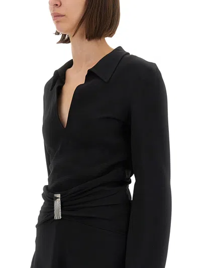 Attico Black Scoop-neck Mini Dress In Black