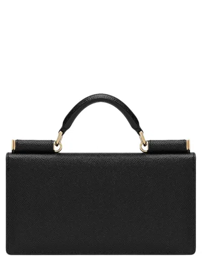 Dolce & Gabbana Textured Calfskin Mini Bag With Gold-tone Hardware In Black
