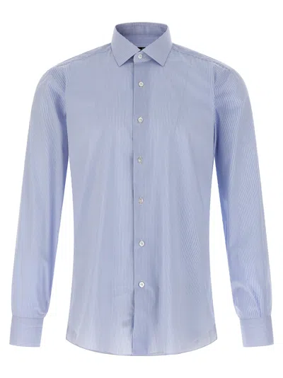 Barba Napoli Barba Slim Fit Striped Cotton Poplin Shirt In Blue