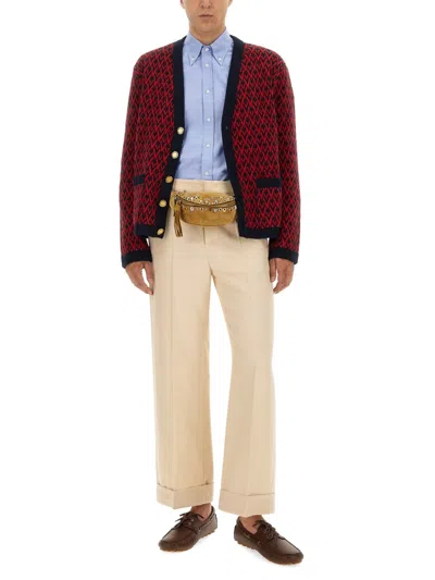 Valentino Cardigan With Toute La V Pattern In Red
