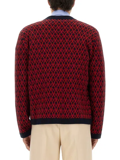 Valentino Cardigan With Toute La V Pattern In Red
