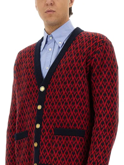 Valentino Cardigan With Toute La V Pattern In Red