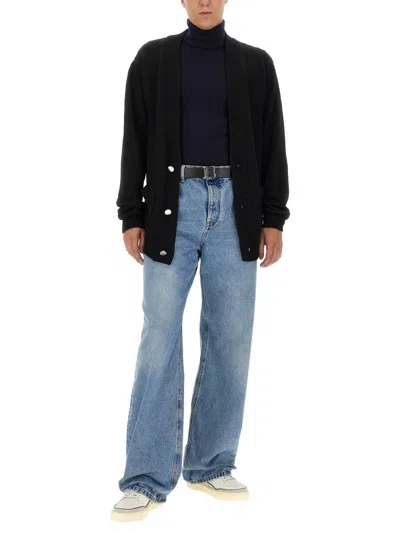 Balmain Men's Cardigan With Logo Inlay In Black
