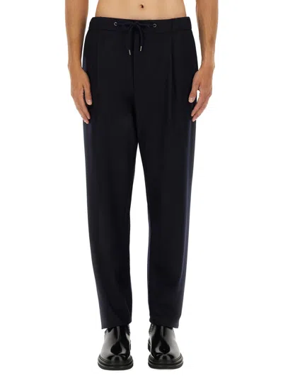 Giorgio Armani Trousers Featuring Elastic Waistband And Pockets In Blue