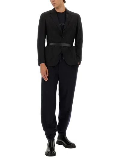 Giorgio Armani Trousers Featuring Elastic Waistband And Pockets In Blue
