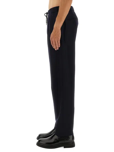 Giorgio Armani Trousers Featuring Elastic Waistband And Pockets In Blue