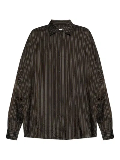 Dries Van Noten Womens Brown Casia Oversized Stripe-print Crepe Shirt In Brown