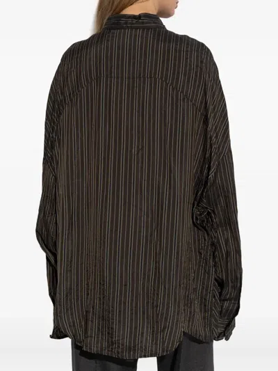 Dries Van Noten Womens Brown Casia Oversized Stripe-print Crepe Shirt In Brown