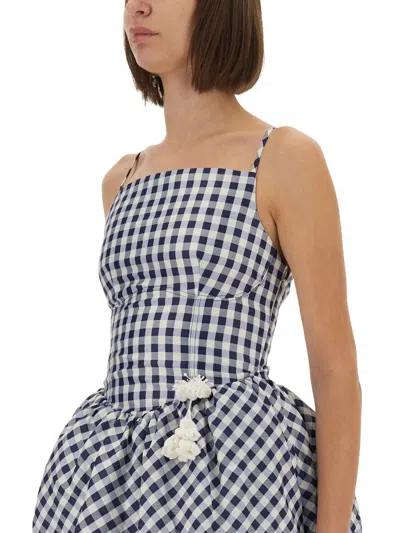 Self-portrait Gingham-pattern Sleeveless Mini Dress In Blue