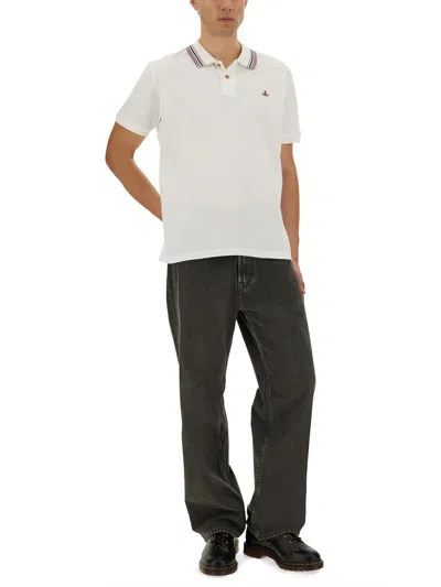 Vivienne Westwood Ribbed Collar Short Sleeves T-shirt In White