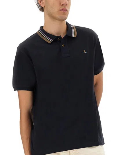 Vivienne Westwood Classic Cotton Pique Polo Shirt In Black