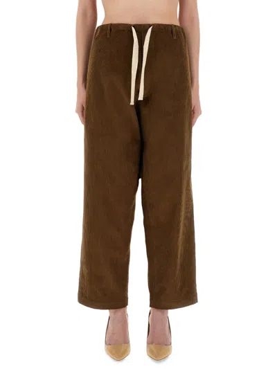 Moschino Brown Wide-leg Corduroy Pants With Drawstring Waist In Brown