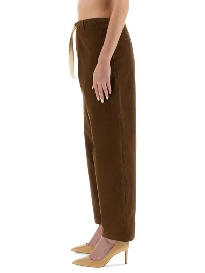 Moschino Brown Wide-leg Corduroy Pants With Drawstring Waist In Brown