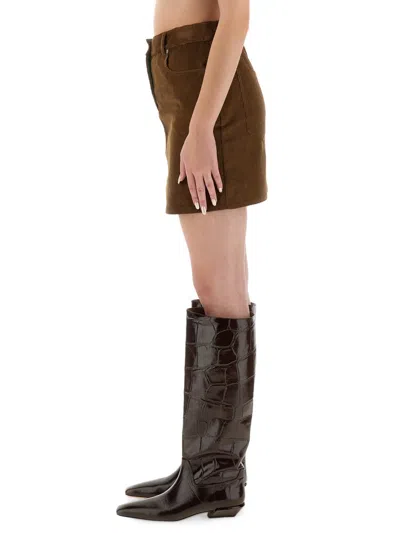 Moschino Corduroy Skirt With Pockets And Belt Loops In Brown
