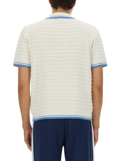 Casablanca White Shirt With Classic Collar And Chest Logo Patch In Cotton Man In White