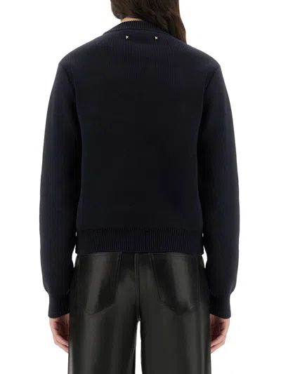 Golden Goose Cotton Jersey Crew Neck Long Sleeves In Blue