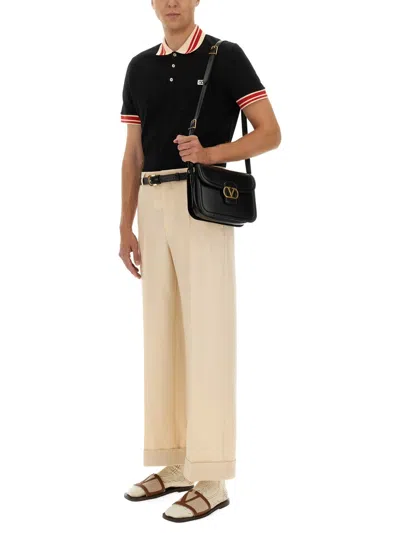Valentino Vlogo Signature Cotton Polo Shirt In Black