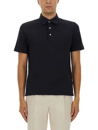 Zegna Cotton Polo Shirt With Pocket In Black