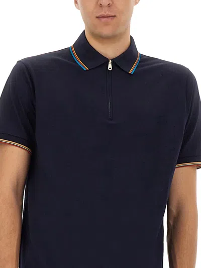 Paul Smith Cotton Signature Stripe Polo Shirt In Black