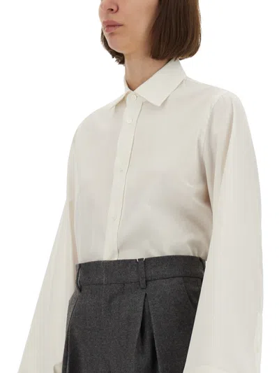Mm6 Maison Margiela Long Sleeve Pointed Collar Wide Cuffs Top In White