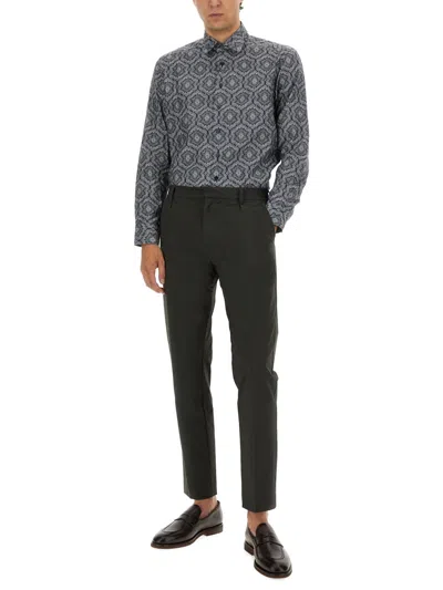 Etro Shirt Collar Printed Cuffed Sleeves In Gray
