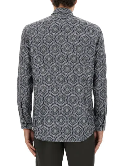 Etro Shirt Collar Printed Cuffed Sleeves In Gray