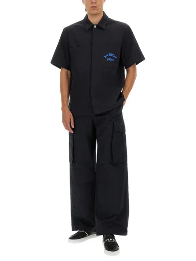 Givenchy Short Sleeves Chest Pockets Shirt In Black