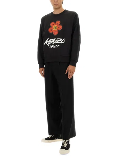 Kenzo Bold Floral Graphic Sweatshirt With Signature Logo In Black