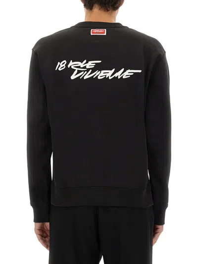 Kenzo Bold Floral Graphic Sweatshirt With Signature Logo In Black