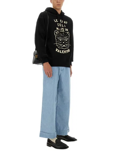 Valentino Garavani Sweatshirt With Le Chat De La Maison Patch In Black