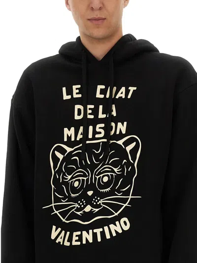 Valentino Garavani Sweatshirt With Le Chat De La Maison Patch In Black