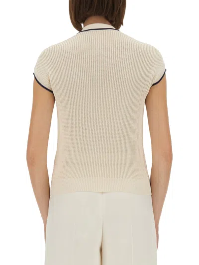 Valentino Cotton Tops With Bow Detail And Cap Sleeves In Neutral