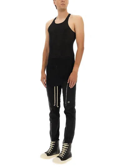 Rick Owens Racerback Cotton Top With Modern Silhouette In Black