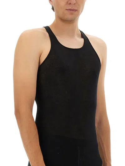 Rick Owens Racerback Cotton Top With Modern Silhouette In Black