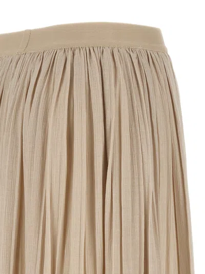 Weekend Max Mara Elastic-waistband Pleated Maxi Skirt In Neutral