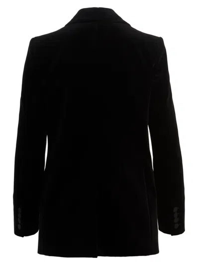 Blazé Milano Blaze Milano Everyday Double-breasted Velvet Blazer In Black