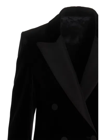 Blazé Milano Blaze Milano Everyday Double-breasted Velvet Blazer In Black