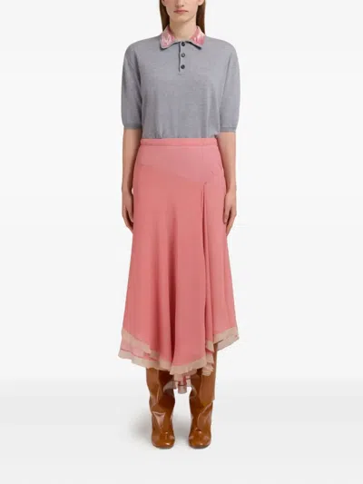 Marni Creponne Silk Peplum Midi Skirt Clothing In Pink
