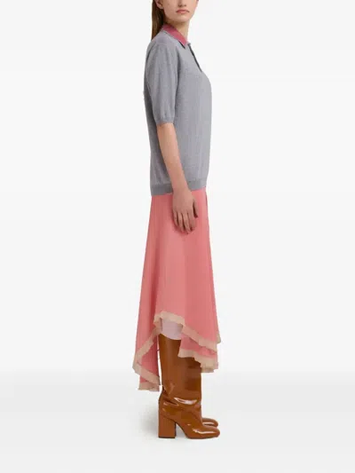 Marni Creponne Silk Peplum Midi Skirt Clothing In Pink