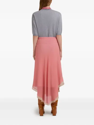 Marni Creponne Silk Peplum Midi Skirt Clothing In Pink
